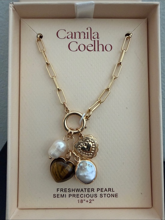 Camila Coelho Jewelry - Camila Coelho | Gold Tone Tiger Heart Freshwater Pearl Charm Necklace ✨